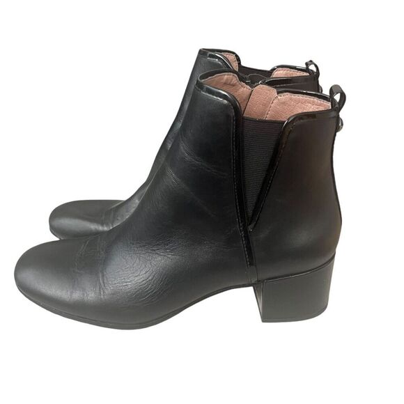 Donald Pliner Women’s size 7. 5 N Leather Ankle Zip Boots Cayto Block Heel Black - Picture 5 of 13